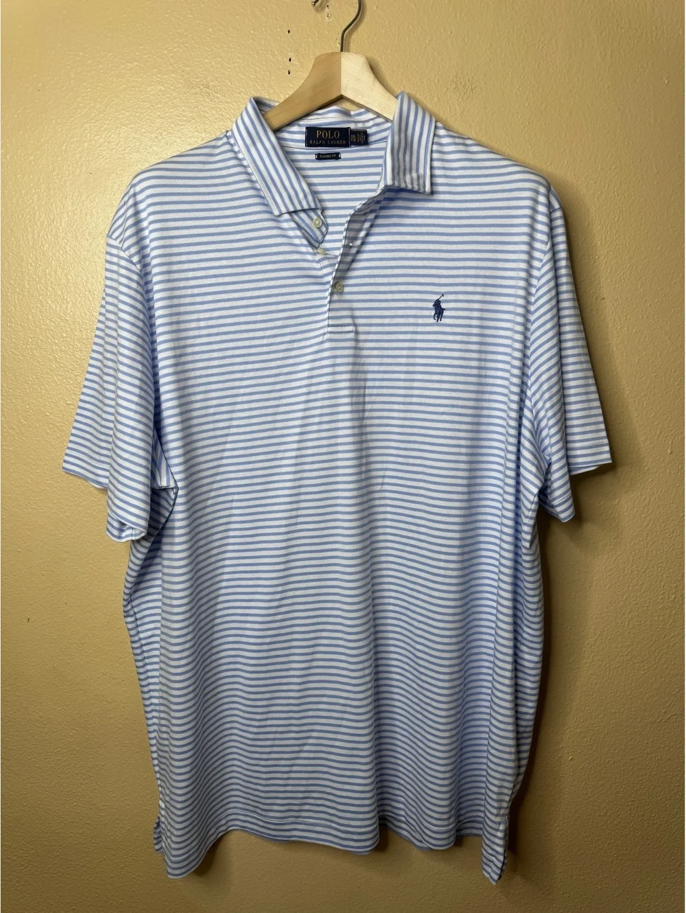 Polo Ralph Lauren Shirt Men's XXL Blue White Striped Polo Classic Fit
